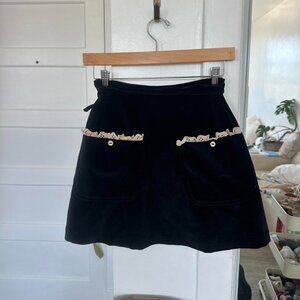 Cloak & Dagger black velvet mini wrap skirt